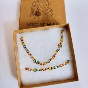 Colorful Chain Necklace and Bracelet Set
